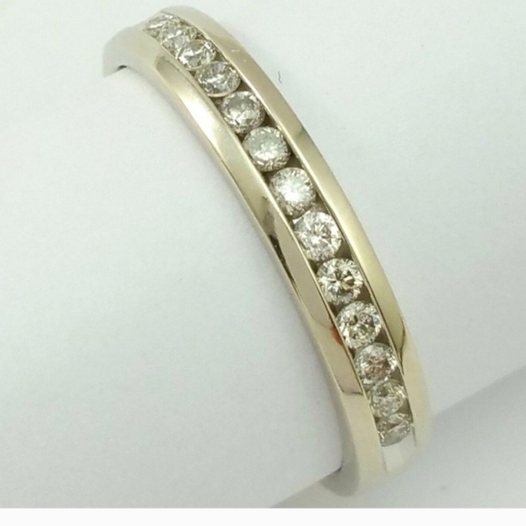 Perfect for Valentines Day Love Story 14k Gold Wedding Band with Diamonds